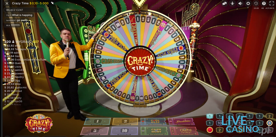 Koło Fortuny Crazy Time w kasynie na żywo Unibet